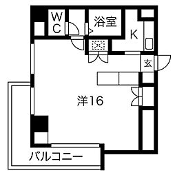 サンリヴァーメゾン 1Kの間取図画像