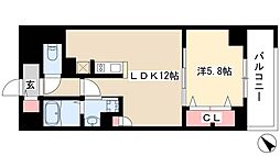 グランルクレ新栄イースト 1LDKの間取図画像