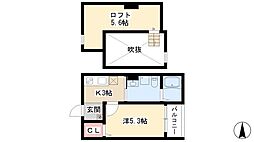 プレミア中村公園 1Kの間取図画像