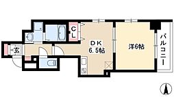 エステムプラザ名古屋駅前プライムタワー 1DKの間取図画像