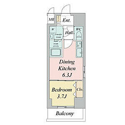エスリードレジデンス東別院マークス 1DKの間取図画像