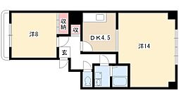 第3タジックビル 2DKの間取図画像