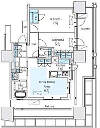 プラウドタワー名駅 2LDKの間取図画像