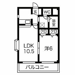 N'sハイツ 1LDKの間取図画像