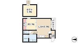 ハーモニーテラスロフト11名駅西 1LDKの間取図画像
