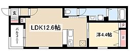 サンクレール八田 1LDKの間取図画像