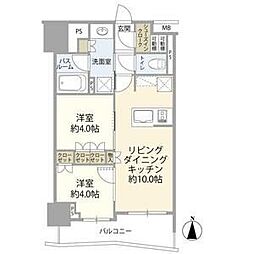 オープンレジデンシア栄サザンスクエア 2LDKの間取図画像