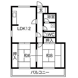 加藤コーポ 2LDKの間取図画像