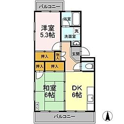 リヴェースふたせ 2DKの間取図画像