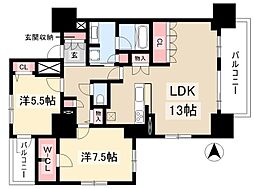 プレサンスロジェ丸の内テラス 2LDKの間取図画像