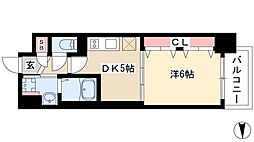 エステムコート名古屋栄プレシャス 1DKの間取図画像