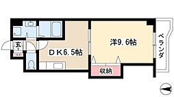 レジデンス黒龍 1DKの間取図画像