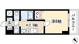 プレサンス新栄リミックス 1Kの間取図画像