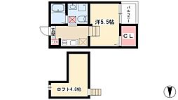 ラターシュ2 1Kの間取図画像