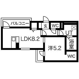 Gflat太閤 1LDKの間取図画像