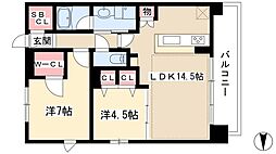 プレサンスロジェ高岳駅前 2LDKの間取図画像