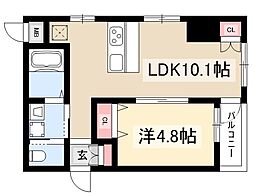 セントフィオーレ新栄 1LDKの間取図画像