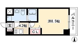 ASレジデンス上前津 1Kの間取図画像