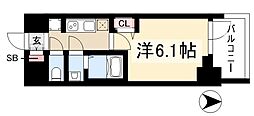 プレサンス名古屋菊井セルカ 1Kの間取図画像