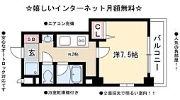C&Mノリタケ 1Kの間取図画像