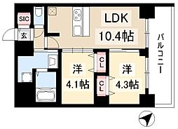 プレサンス上前津ディアシス 2LDKの間取図画像