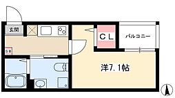 シャンピオナ 1Kの間取図画像