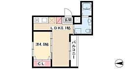 HK2east 1LDKの間取図画像