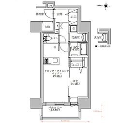 TENAS 1LDKの間取図画像