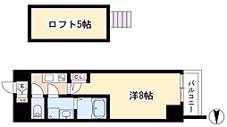 エステムコート名古屋・栄デュアルレジェンド 1Kの間取図画像