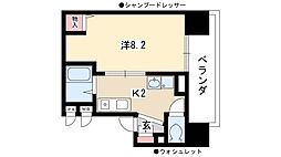 ヒルズ花の木 1Kの間取図画像
