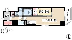 プリフェラブル栄 1LDKの間取図画像