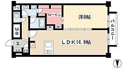 グラヴィス鶴舞 1LDKの間取図画像
