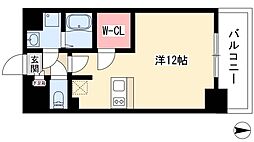 プレサンス栄ブリオ 1Kの間取図画像