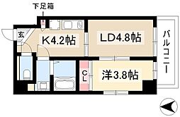 セントフィオーレ岩塚 1LDKの間取図画像