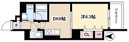 エスカルコート 1DKの間取図画像