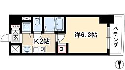 プレサンス金山グリーンパークス 1Kの間取図画像