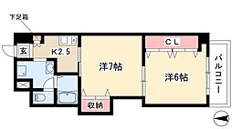 プレステージ名古屋 2Kの間取図画像