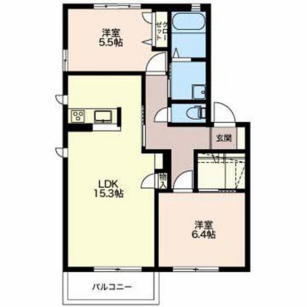 メゾン　ド　リアン B203｜富山県高岡市戸出町3丁目(賃貸アパート2LDK・2階・64.84㎡)の写真 その2