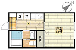 Ｏａｋ川越新河岸 1階1Kの間取り