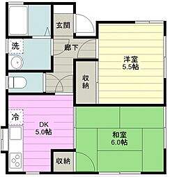 ハイム・ルイ 2階2DKの間取り