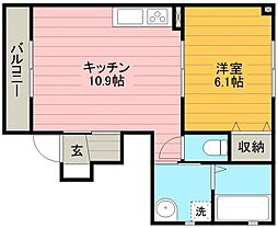 ローベンハイツ上沢Ｂ 1階1LDKの間取り