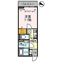 Ｓｐａｚｉｏ 1階1Kの間取り