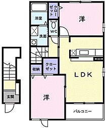 ヴィラ・サカエ 2LDKの間取図画像