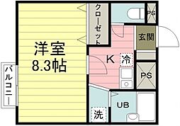 アムールW 1Kの間取図画像