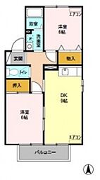 クロワール1 2DKの間取図画像
