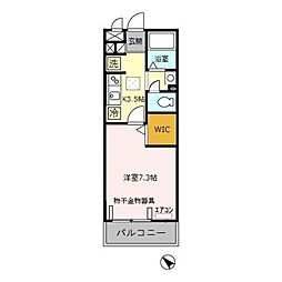 エリタージュ2 1Kの間取図画像