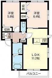 サンメイト1 2LDKの間取図画像