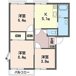 セゾンB 3Kの間取図画像