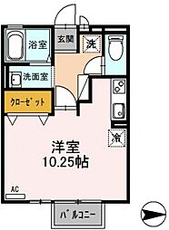 プリウス ワンルームの間取図画像