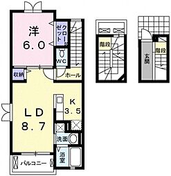 カーサビバーチェ 1LDKの間取図画像